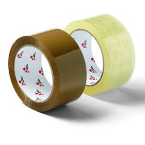 Două role de bandă adezivă Box Tape: maro și transparentă - Benzi adezive