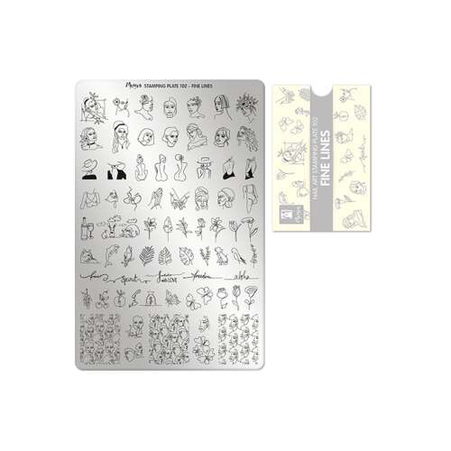 Moyra Körömnyomda Lemez 102 Fine Lines, finom és kecses mintákkal az elegáns és mindennapi körömdíszítésekhez