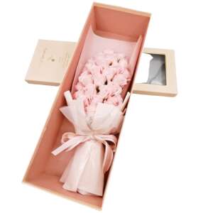 Rózsaszín örökrózsa csokor ajándékdobozban - Ajándék ötlet Valentin-napra
