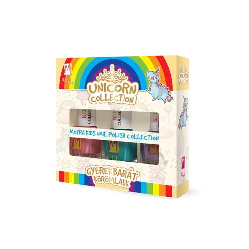 Moyra Kids Unicorn Collection körömlakk szett, 3 db, rózsaszín, kék, lila
