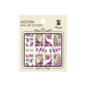 Moyra nail art stickers No. 24, featuring floral and ribbon designs - Nail sticker