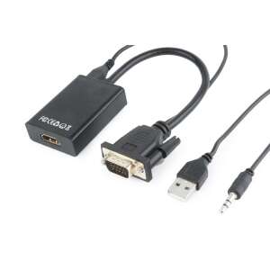 Gembird A-VGA-HDMI-01 VGA to HDMI adapter cable 0,15m Black A-VGA-HDMI-01