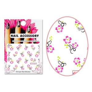BLE-2373 Flower art nail stickers, pink flower design nail decals for finger and toe nails - Art