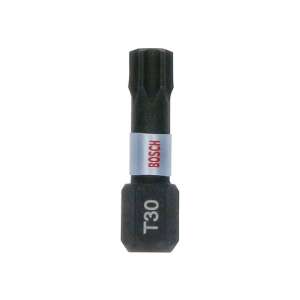 Bosch T30 Torx bit, długość 25 mm, sześciokątny trzpień 1/4 cala, Impact Control, do użytku z wiertarkami i wkrętakami elektrycznymi - Bithead
