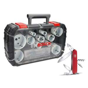 Bosch Progressor fa és fém körkivágó készlet, 14 részes, multifunkciós zsebkéssel - Szerszám tartozék