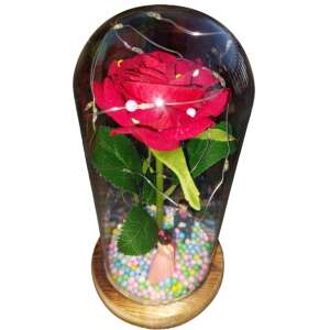 Vörös rózsa üvegbúrában LED világítással, romantikus ajándék Valentin-napra - Ajándék ötlet Valentin-napra