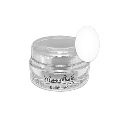 Moonbasa Nails Építő zselé 15g #002 fehér, átlátszó üvegben fehér zselével, tökéletes erős és gyönyörű körmök építéséhez
