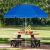 Pepita blue umbrella shading a picnic table in a park