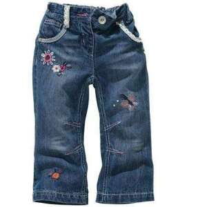 Blugi pentru fete cu broderie florală și fluturi, mărime 18-24 luni (92 cm) - Next