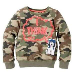 Camouflage-Sweatshirt für Mädchen mit 'I think'-Slogan und Hunde-Patch - Pullover für Kinder
