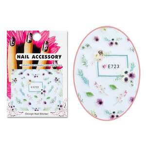 Floral nail stickers, E723 design nail stickers, nail art stickers, flower nail decals, 3D acrylic effect nail stickers - Nail design