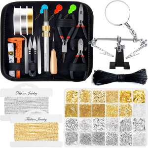 Complete jewelry making kit with tools, beads, and wires in a carrying case - Jewelry Making Kit