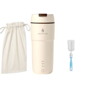 Tragbarer elektrischer Wasserkocher, Thermoskanne, 350 ml, 3 voreingestellte Temperaturen, automatische Abschaltung, Entlüftung, Edelstahl-Innenraum, inklusive Tragetasche und Reinigungsbürste - Thermoskannen und Getränkehalter