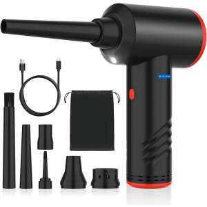 Suflanta Aer, Portabil, pentru Indepartare Praf PC, Aer conditionat, Lanterna LED, 6 Duze, 3 viteze, 55000 RPM, baterie 6000 mAh