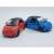 Fiat 500E elektromos autó modell, piros és kék, Kinsmart, 1:32 méretarány