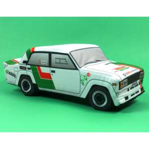 Plüsch Lada VFTS BB Plüsch-Spielzeugauto, weiß mit grünen und roten Rennstreifen, Seitenansicht - Nonbrand Kuscheltiere