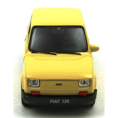 Welly Fiat 126 fém modell autó, sárga, elülső nézet - Welly