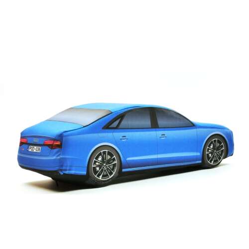 Plüss Audi S8 2015 autó, kék szín, oldalnézet - Plüssjáték