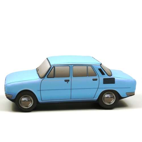 Plüss Skoda S100 autó, kék, oldalnézet - Plüssjáték