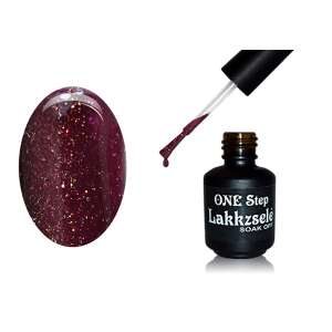 ONE Step géllakk 5ml #267 Bársonyfekete bordó csillámporral, leoldható gél lakk - Körömápolás