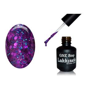 ONE Step Soak Off Gél lakk #265 Sötétlila szivárvány glitterrel, 5ml - One Step