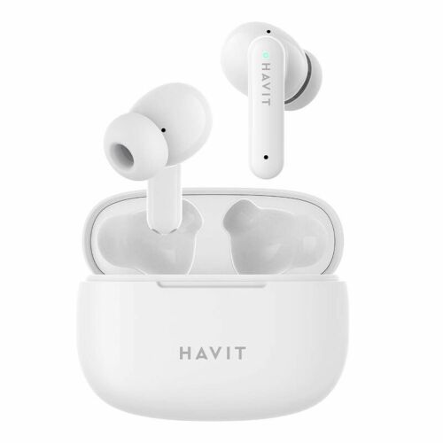Havit TW967 white true wireless earbuds with charging case