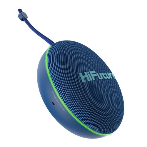 HiFuture Altus blue portable Bluetooth speaker angled view