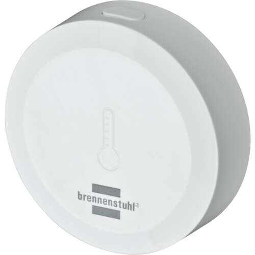 Brennenstuhl ZigBee Okos Hőmérséklet- és Páratartalom Érzékelő, fehér, kerek, hőmérő ikonnal