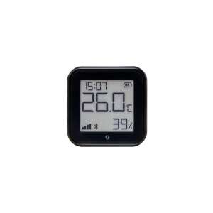 Shelly Plus H&T Gen3 temperature and humidity sensor, black, front view - Shelly