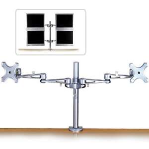 LINDY 40697 Dual Monitor Desk Mount Arm, silver, for 13-27 inch screens, VESA 75x75, 100x100 - Monitor Mount and Stand