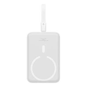 Baseus Magnetic Mini 10000mAh vezeték nélküli power bank, fehér, elülső nézet - Baseus
