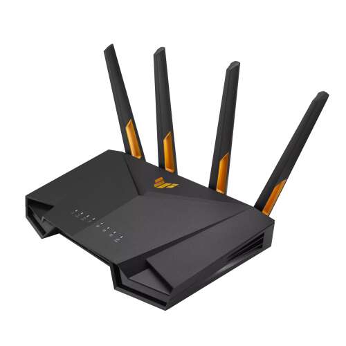 Asus TUF Gaming AX4200 Dual band Gigabit Router, čierny s oranžovými akcentmi, pohľad zo šikmého uhla