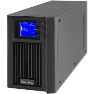 Qoltec Pure Sine Wave 2000VA / 1600W On-line UPS, fekete, elülső nézet - Qoltec