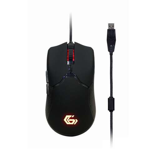 Gembird Phantom Gaming Maus, schwarz, ergonomisches Design, 1600 DPI, RGB-Beleuchtung