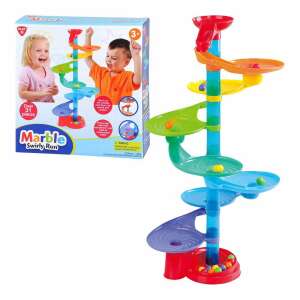 Playgo Toys Marble Swirly Run, farebná špirálová hračka s dráhou pre guľky pre batoľatá a predškolákov, s viac ako 31 dielmi - Playgo