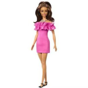 Mattel Barbie Fashionista 65. výročie bábika v metalických ružových šatách - Mattel