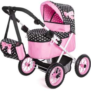 Wózek dla lalek Bayer Design Trendy w kolorze różowym i czarnym z wzorem serduszek - Wózek do gier