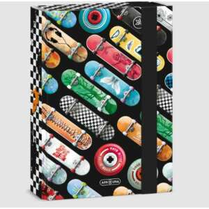 Ars Una A5 Rollin' Mania füzetbox, fekete színben, gördeszka mintával - Füzetbox