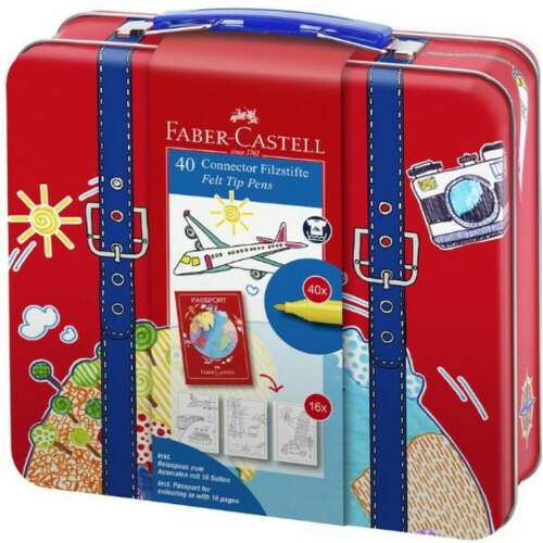Faber-Castell Connector Filzstifte 40-teiliges Set in einer Reise-Metallbox