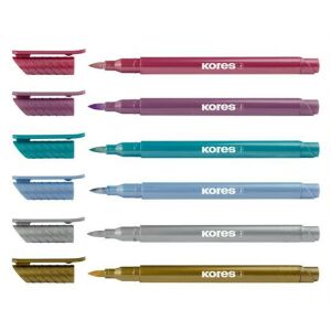 Kores Metallic Ecsethegyes Filctollak - 6 fémes színű készlet kalligráfiához és betűíráshoz - Filctoll