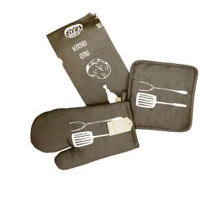 Konyhai sütőkesztyű szett edényfogóval és konyharuhával, konyhai eszközökkel és ételekkel nyomtatva, nagyszerű főzéshez és sütéshez - SELOWEI