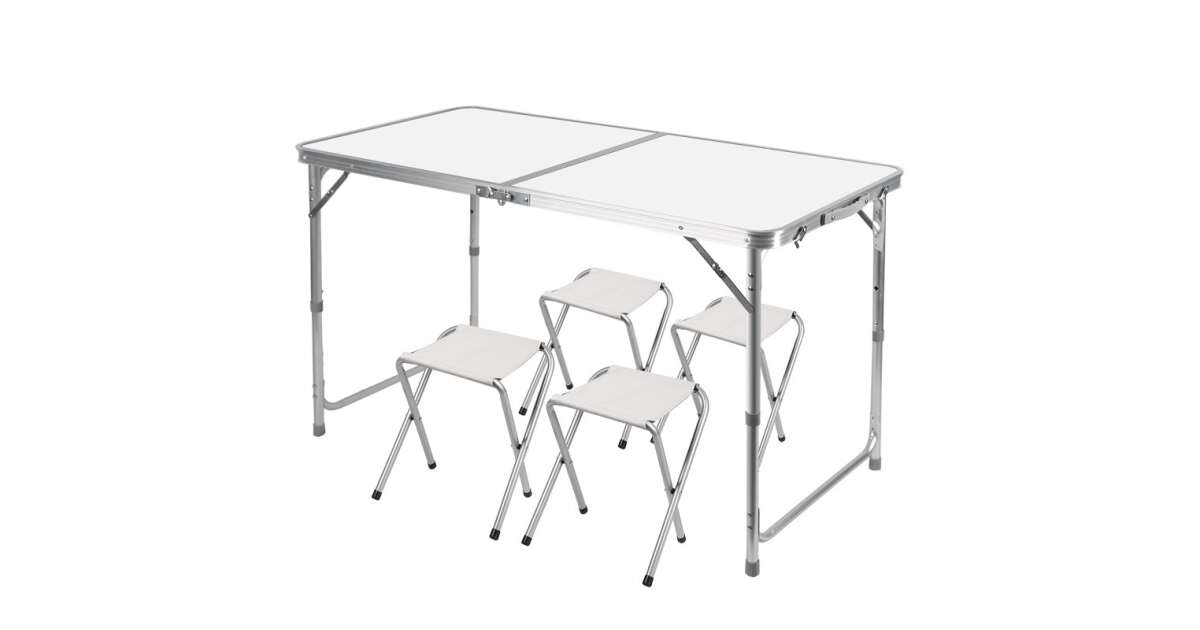 Pepita skladacia kempingová súprava so 4 stoličkami 120 cm #biela 125427820