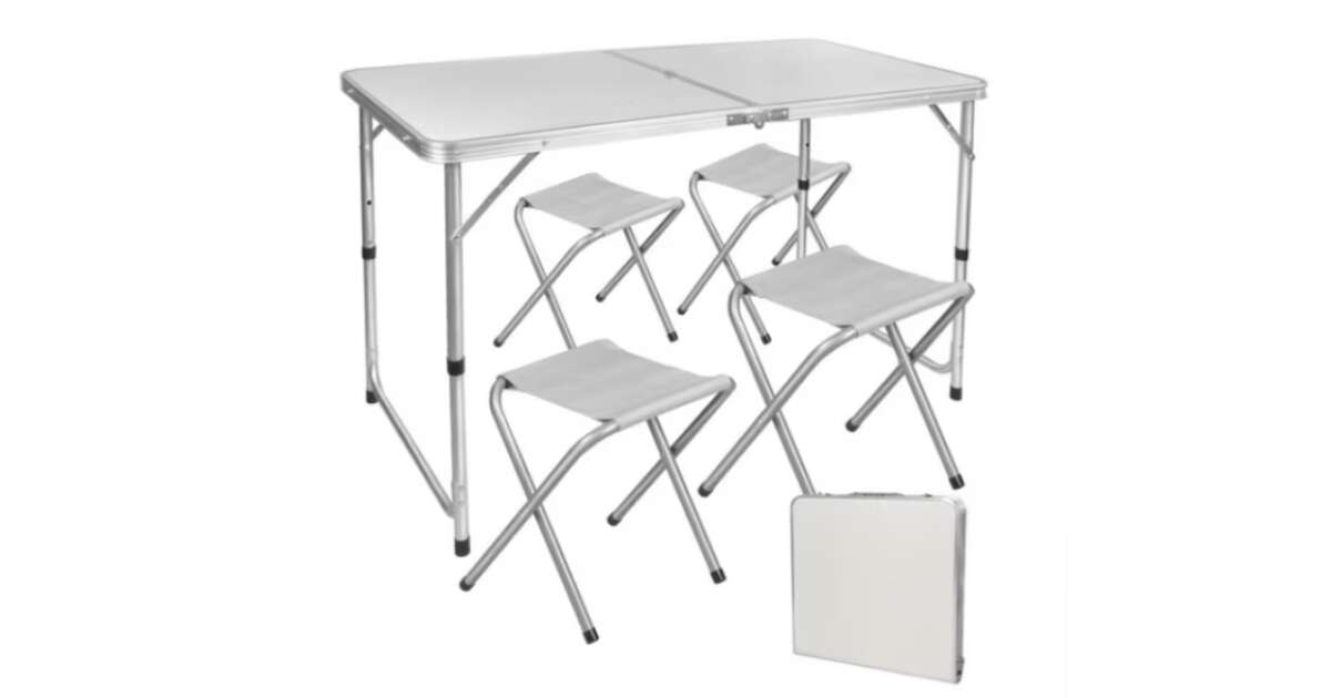Pepita skladacia kempingová súprava so 4 stoličkami 120 cm #biela 125427820