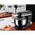 LaFe MPL-001K 3-in-1 stand mixer with tilt head, black and silver, stainless steel bowl, meat grinder in use
