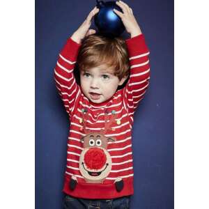 Rot-weiß gestreiftes Langarm-Weihnachts-Rentier-Kindersweatshirt, 12-18 Monate - Next