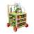 Wooden activity walker with multiple activities for babies, including a bead maze, shape sorter, clock, and number beads