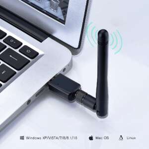 Mini USB WiFi adapter antennával, Windows, Mac OS és Linux operációs rendszerekhez kompatibilis - Wi-Fi router, adapter