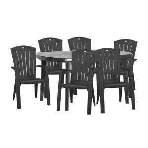 Eltorini Kerti Bútor Garnitúra - 6+1 Fotel és Asztal - Szürke