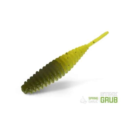 Stinx Grub 4cm Spring Garlic gumicsali, zöld és sárga színben - Gumicsali és twister