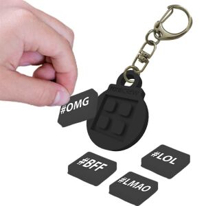 Pixie Cserélhető Feliratos Kulcstartó - Fekete